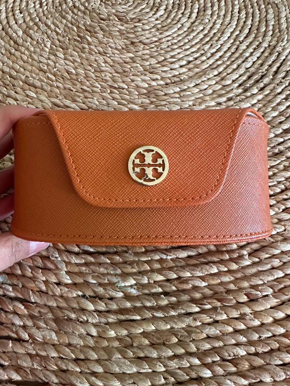 TORY BURCH ORANGE AUTHENTIC SUNGLASSES EYEGLASSES LEATHER CASE